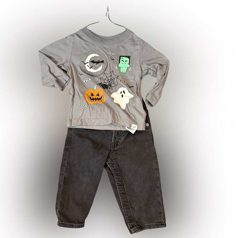 Gap Halloween L/S Tee🎃 👻 -and Black Gap Jeans Size 12/18 Months